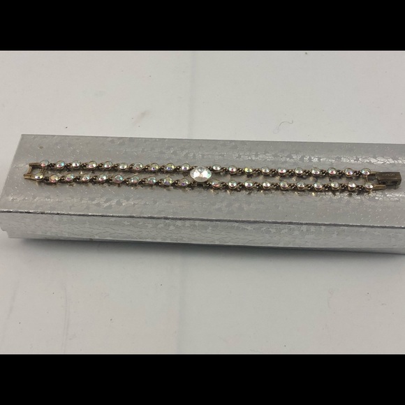 Givenchy gold tone AB crystal rhinestone bracelet - Picture 2 of 6